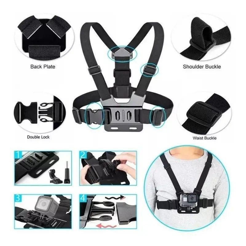 Professional Action Camera Strap Set with Phone Clip and Durable Mount for GoPro, Osmo Action, and Mobile Devices – Ideal Sports Vlogging Accessories and Thoughtful Gift for Him