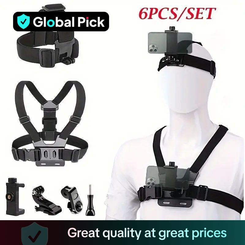 Professional Action Camera Strap Set with Phone Clip and Durable Mount for GoPro, Osmo Action, and Mobile Devices – Ideal Sports Vlogging Accessories and Thoughtful Gift for Him