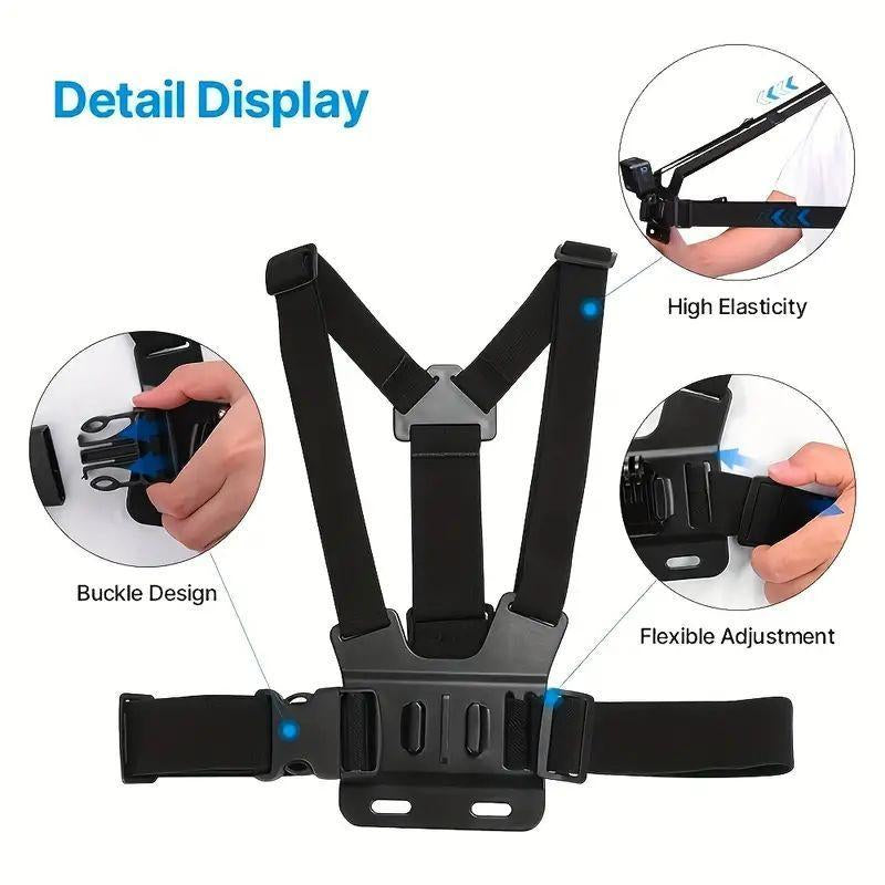 Professional Action Camera Strap Set with Phone Clip and Durable Mount for GoPro, Osmo Action, and Mobile Devices – Ideal Sports Vlogging Accessories and Thoughtful Gift for Him