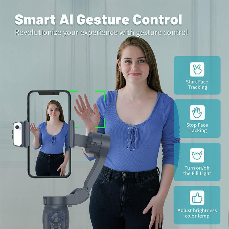 Comitok L7C PRO 3-Axis Smartphone Gimbal Stabilizer for Video Recording with Face/Object Tracking, Compatible with iPhone 14/13/12/11 Pro Max and Android Devices, Includes Selfie Holder and Camera Stabilization Kit