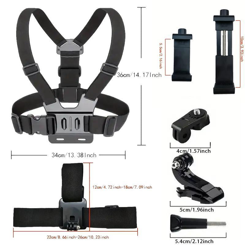 Professional Action Camera Strap Set with Phone Clip and Durable Mount for GoPro, Osmo Action, and Mobile Devices – Ideal Sports Vlogging Accessories and Thoughtful Gift for Him
