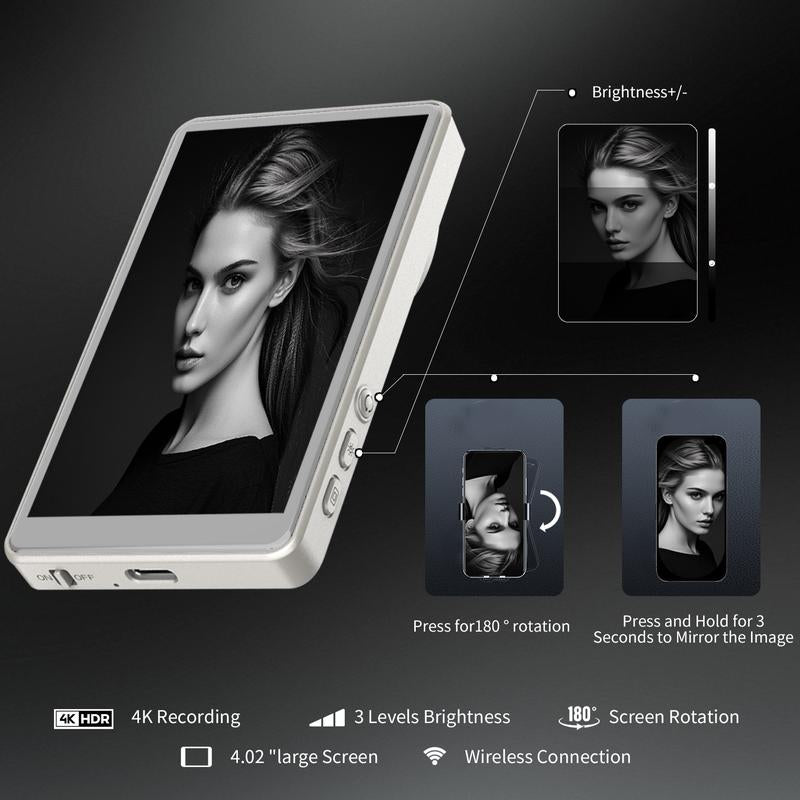 Omnimaster Phone Vlog Selfie Wireless Monitor Screen, Magnetic Mount for Magsafe, Rear Camera for Selfie Vlog Live Stream, Iphone & Android Compatible