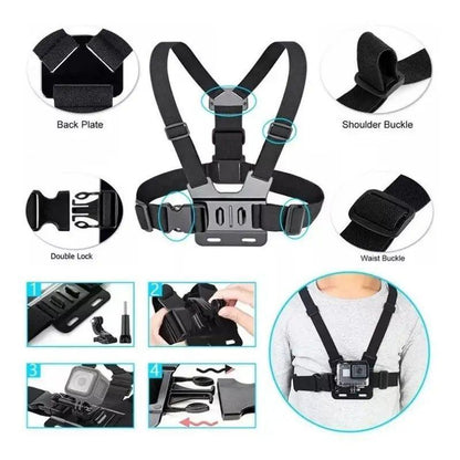 Professional Action Camera Strap Set with Phone Clip and Durable Mount for GoPro, Osmo Action, and Mobile Devices – Ideal Sports Vlogging Accessories and Thoughtful Gift for Him