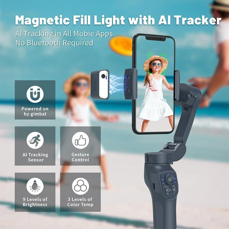 Comitok L7C PRO 3-Axis Smartphone Gimbal Stabilizer for Video Recording with Face/Object Tracking, Compatible with iPhone 14/13/12/11 Pro Max and Android Devices, Includes Selfie Holder and Camera Stabilization Kit