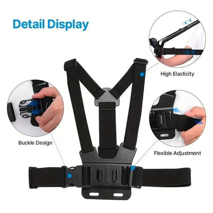 Professional Action Camera Strap Set with Phone Clip and Durable Mount for GoPro, Osmo Action, and Mobile Devices – Ideal Sports Vlogging Accessories and Thoughtful Gift for Him