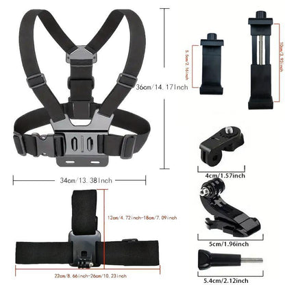 Professional Action Camera Strap Set with Phone Clip and Durable Mount for GoPro, Osmo Action, and Mobile Devices – Ideal Sports Vlogging Accessories and Thoughtful Gift for Him