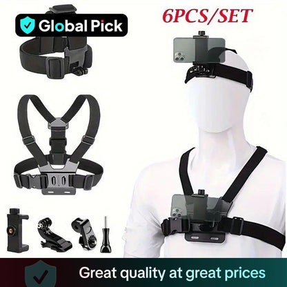 Professional Action Camera Strap Set with Phone Clip and Durable Mount for GoPro, Osmo Action, and Mobile Devices – Ideal Sports Vlogging Accessories and Thoughtful Gift for Him